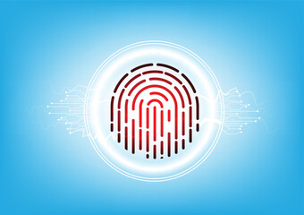 Technology fingerprint scanner security abstract background concept, abstract tech, Cloud computing, connect to network. Security cyber digital concept fingerprint scan 