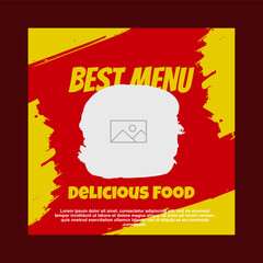 red and yellow social media post template design for food promotion