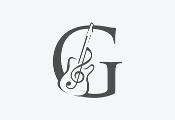 Music icon with latter G logo design creative concept