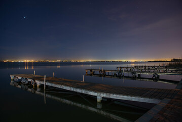 Fototapeta premium Walkway to infinity at sunset on the Mediterranean Sea 