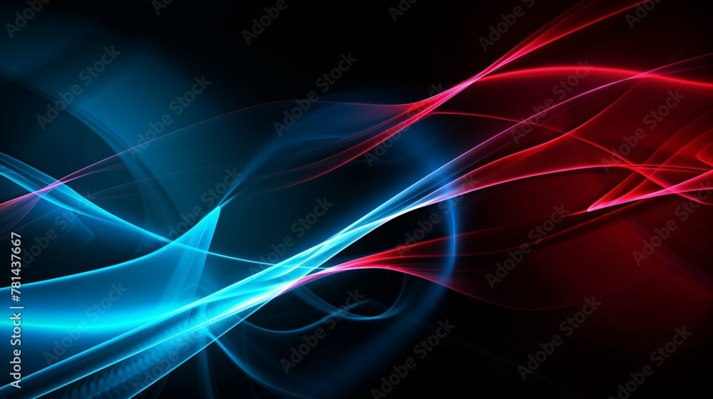 Poster a colorful, abstract image with blue and red swirls. the colors are vibrant and the lines are wavy, 