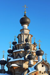 extraordinary architecture of the wooden Orthodox church of the icon of the Mother of God “Quick to Hear”