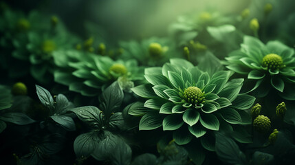 Beautiful green flower background images. - obrazy, fototapety, plakaty