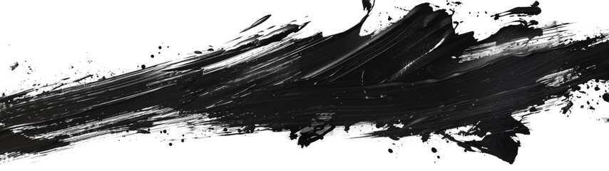 Black paint brush strokes in an abstract style banner with copy space. Abstract black ink splashes...