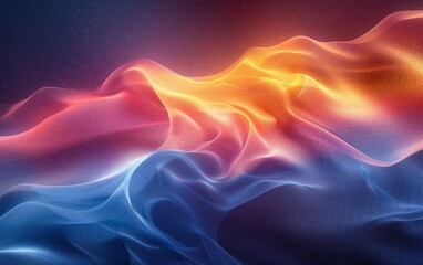 Textural gradient background with a dynamic color wave, featuring a mix of orange, blue, white, yellow, and black, creating an abstract banner design perfect for posters and headers.