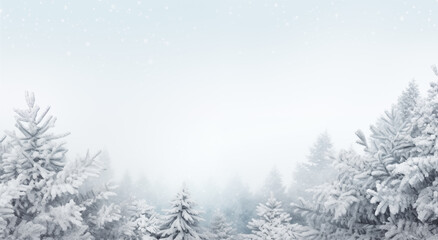 Winter wonderland: snowy pine forest background - obrazy, fototapety, plakaty