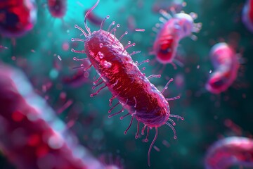 3D illustration depicting the background of typhoid bacteria.