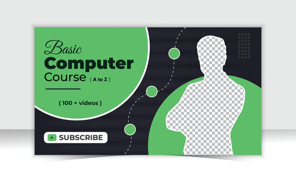 Creative YouTube video thumbnail and web banner template design For online education course Live stream Video Thumbnail.