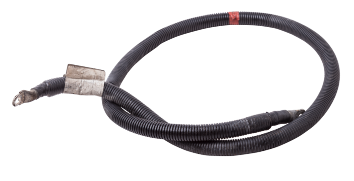 Automotive wiring harness with negative battery terminal and squib for disconnection in case of an accident. Vehicle security systems.