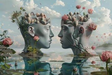 Expand the surrealist artwork into a series exploring different elements of the human experience such as love, illustration