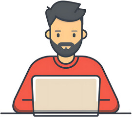 Illustration of a man working on a laptop