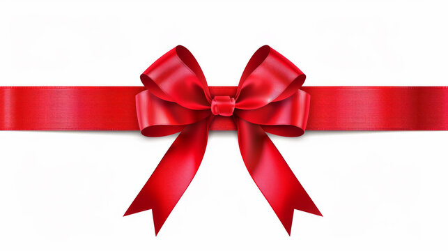 A red ribbon with a bow is drawn on a white background