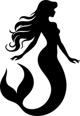 Mermaid silhouette swimming in the sea - obrazy, fototapety, plakaty