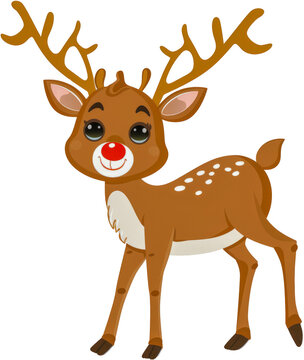 Cute cartoon reindeer clipart cut out png on transparent background