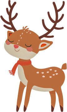 Cute cartoon reindeer clipart cut out png on transparent background