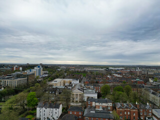 High Angle View of Buildings at Central Leicester City of England United Kingdom. April 4th, 2024