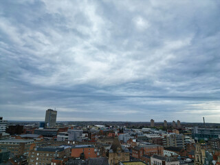High Angle View of Buildings at Central Leicester City of England United Kingdom. April 4th, 2024