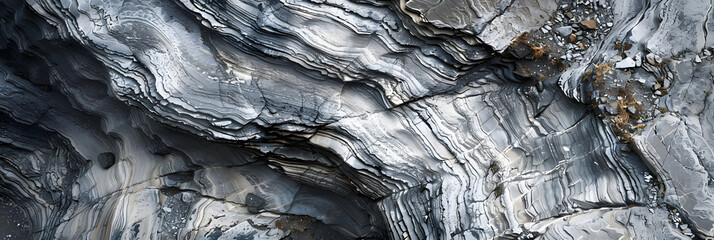 A close up of bedrock with a textured grey and white formation, creating a stunning landscape on the mountain slope