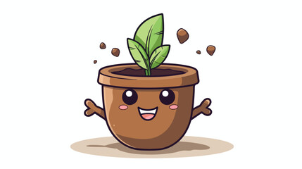 Illustration of plant pot character as a woodworker