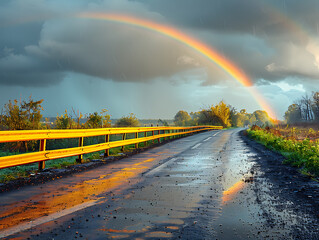 rainbow over the road