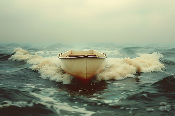 boat on the sea - obrazy, fototapety, plakaty