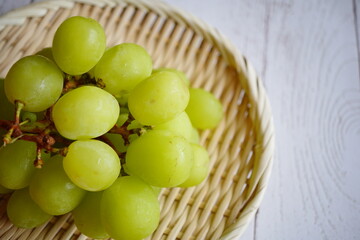 山梨県のブドウ園で購入したぶどう。山地直さんのシャインマスカット。