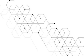 Abstract hexagon background with connecting dots and lines