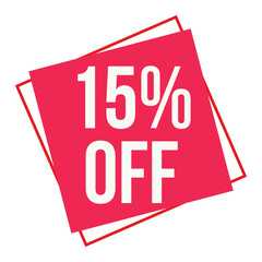15% off label, sticker, banner isolated on white background