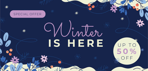 Fototapeta na wymiar Winter season celebration sale banner template