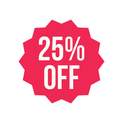 25% off label, sticker, banner isolated on white background