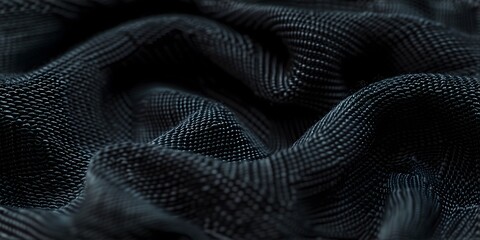 Fabric background with a black fabric cloth polyester texture.
