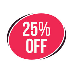 25% off label, sticker, banner isolated on white background