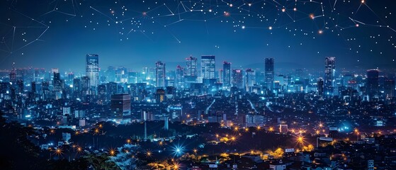 Smart Cityscape: IoT Connectivity Blueprint. Concept Smart Infrastructure, IoT Network, Urban Planning, Connectivity Solutions, Sustainable Development