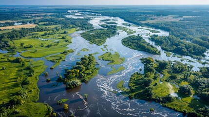 River Flowing Through Lush Green Countryside