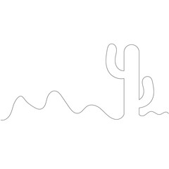 Cactus one line drawing vector illustration minimalist design