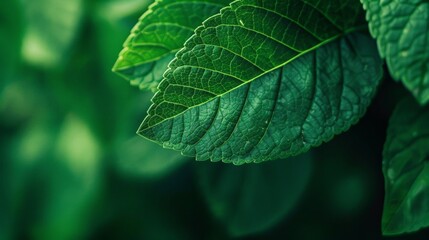 Fototapeta premium Close-up of vibrant green foliage with blurred background