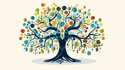 Illustration of the word tree 2d flat cartoon vacto