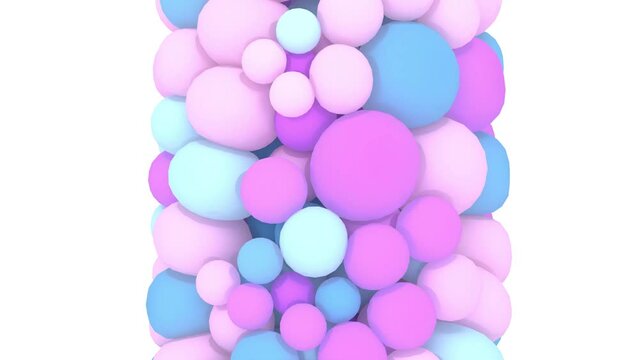 Colorful pastel pink and blue spheres arranged 