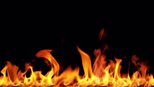 Animation of a realistic fire on a black backgroun