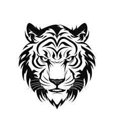 Obraz premium Ornate Tiger Icon, Tiger Portrait Isolated, Chinese Horoscope Symbol, Generative AI Illustration