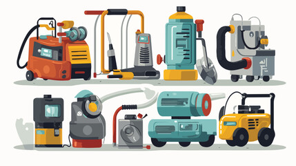 Illustration of various objects on white 2d flat ca