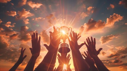 The Trophy Raised to Sunset Sky