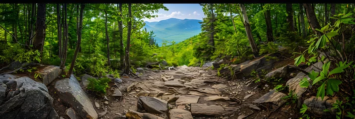 Foto op Plexiglas The Path Less Traveled: An Inspiring View of Serene Hiking Trails in New Hampshire © Francisco