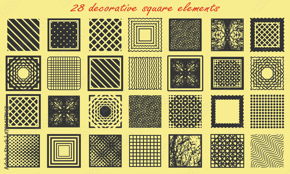 Fototapete Textured squares, backgrounds for creating design projects. Set of vector decorative elements