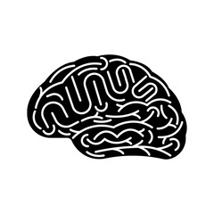 Brain. Human Brain Icon Symbol. Vector Illustration Isolated on White Background. 