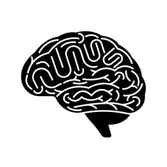 Brain. Human Brain Icon Symbol. Vector Illustration Isolated on White Background. 