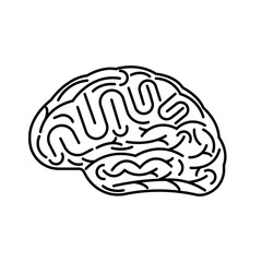 Brain. Human Brain Icon Symbol. Vector Illustration Isolated on White Background. 