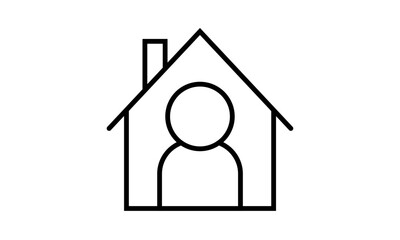 Icono negro de casa con perfil de usuario.