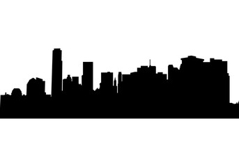 Obraz premium Silueta negra de skyline de una ciudad.
