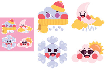 Childlike weather stickers collection